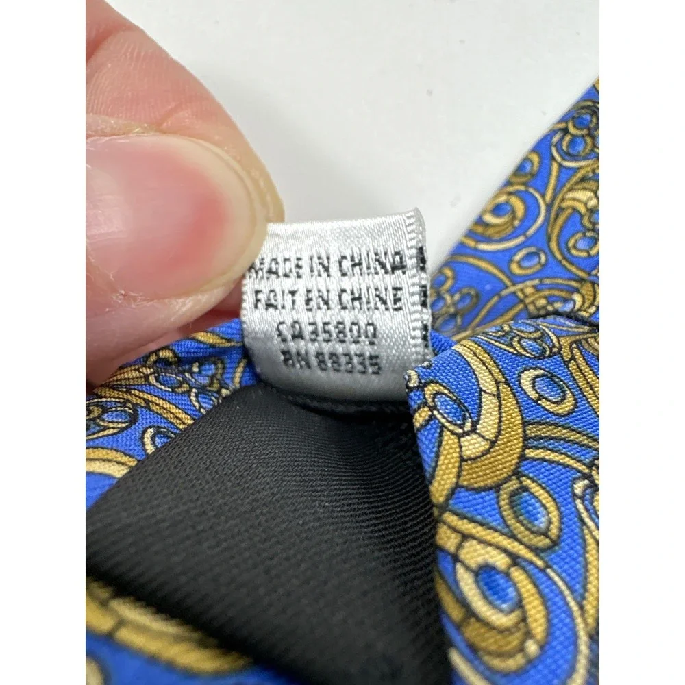 Metropolitan Museum of Art Silk Tie Blue Gold Art‎ Nouveau Scroll Floral